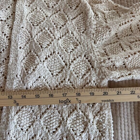 Anthropologie Moth Open Cardigan Womens Medium Beige Half Sleeve Crochet Knit - Picture 4 of 8